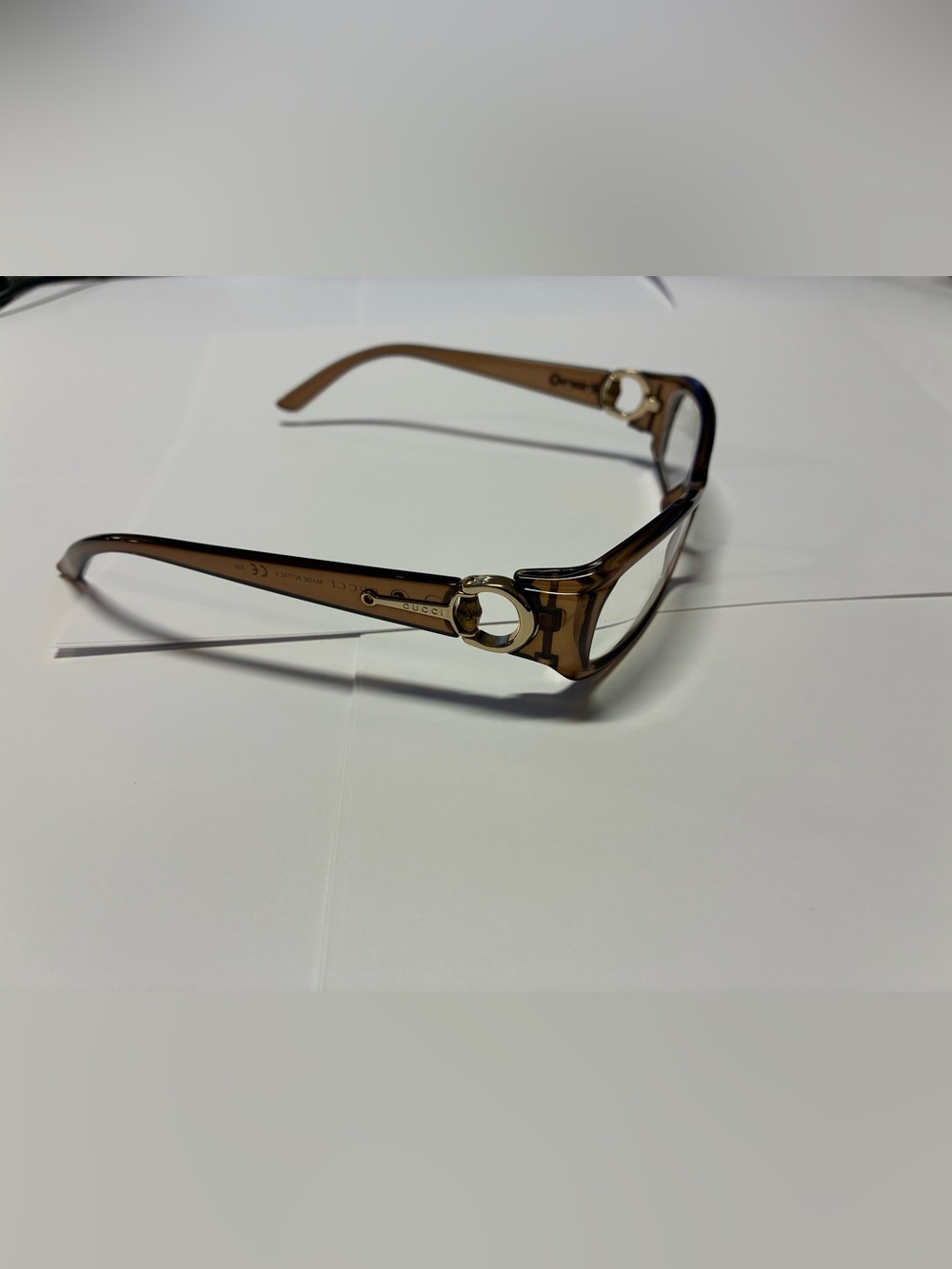 Gucci Brown Frame Women's Glasses with Gold Accent